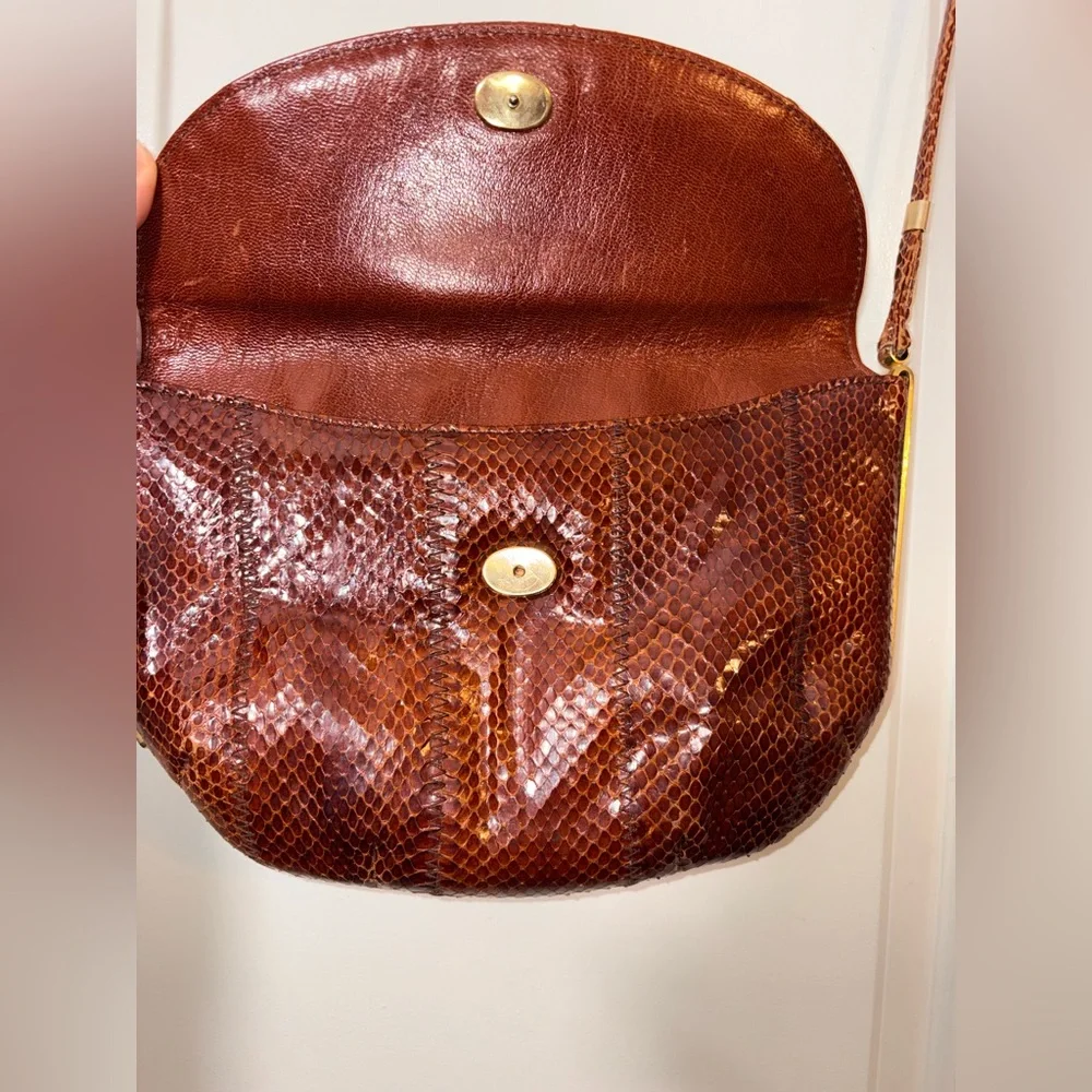 ALNI Spanish Artisan Python Shoulder Bag - Rare Gold Metal Frame Detail